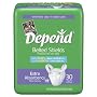 Depend Belted Shields, Extra Absorbent w/ EZ Fit Velcro-Tabbed Belt, Case of 120 Shields (217-0587)