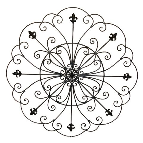 French Fleur de Lis Round Iron Wall Grille Tuscan Grill Home Decor