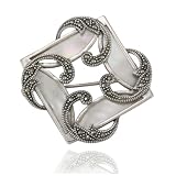 Sterling Silver Marcasite and Mother-of-Pearl Swirl Pin