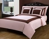 5pc Egyptian Cotton Duvet Cover Set 1 Ply Choco & Pink - Luxury Cover Set -- Size: king / cal king