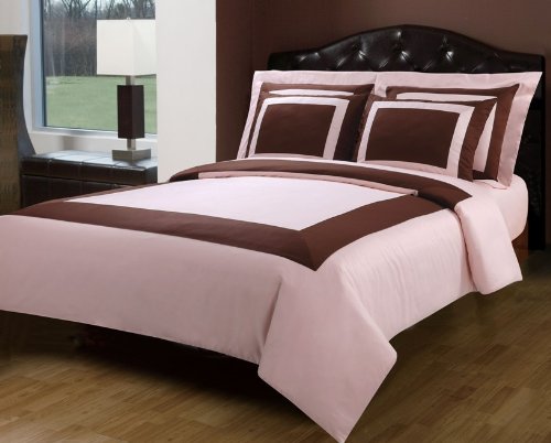 5pc Egyptian Cotton Duvet Cover Set 1 Ply Choco  Pink - Luxury Cover Set -- Size king  cal king