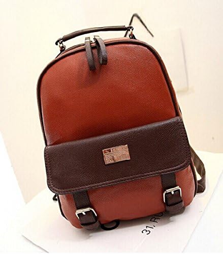 New Fashion Handbags Shoulder Bag Korean Female College Wind Pu Leather Backpack Schoolbag (Brown)