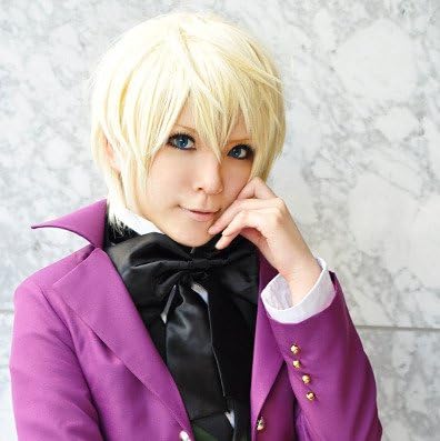 Mxnpolar Black Butler Alois Trancy Short Light Blonde Wig Halloween Cosplay Costume Full Wigs