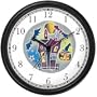 Halloween Haunted House Wall Clock by WatchBuddy Timepieces (Black Frame)