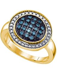 0.20CTW BLUE DIAMOND CLUSTER RING