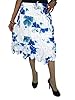 White Skirt Blue Floral Women's Knee Length Gypsy Peasant Boho Skirt