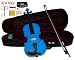 Merano 3/4 Size Blue Violin with Case and Bow+Extra Set of String, Extra Bridge, Shoulder Rest, Rosin, Metro Tuner, Music Stand, Mute