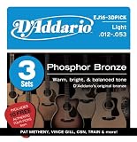 Produkt-Bild: D'Addario EJ16-3DPICK Saitensatz f&uuml;r Akustik Gitarre mit Preisvorteil (.012 - .053 Zoll, 3er Pack) inkl. 10x gratis Artist Picks