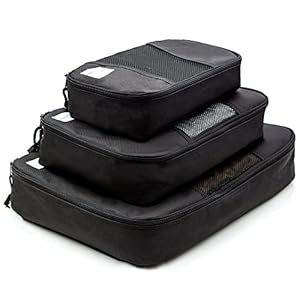 Oventure Packing Cubes - Set of 3 Lightweight, Slim Organizers in Black | Best Accessories for Travel | Keep Your Luggage, Bags, Suitcases, Duffels, and Totes Packed Neatly | Lifetime Guarantee