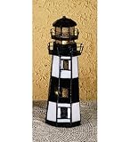 New Meyda 9.5 Inch H X 3 Inch W Montuak Point Lighthouse Accent Lamp Table Lamps Stained Art Glass