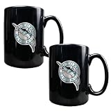 Florida Marlins MLB 2pc Black Ceramic Mug Set - Primary Logo