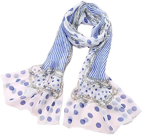 YLSH, Dot Rhythm, Blue Elegant Luxury Fashion 100% Silk Scarf Classic Premium Vintage Shawl Wrap Art