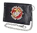 Black Tri-Folding Wallet w/ Chain - US Marines