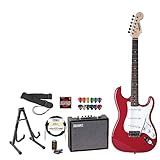 Fender 028-0001-540-AMP-KIT Squier Fiesta Red Electric Guitar with Amplifier, Cable, Tuner, Stand, Strap, Strings, Picks