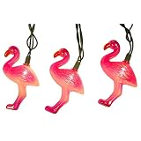 Set of 10 Pink Flamingo Party Patio Christmas Lights Green Wire
