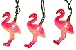 Set of 10 Tropical Pink Flamingo Party Novelty Christmas Lights - Green Wire