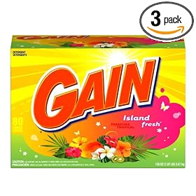 Gain Powder Detergent, Island Fresh Scent, Case Pack, Three 80-Load Boxes (240-Loads)