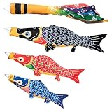 こいのぼり お庭用ガーデンセット 徳永鯉 手描本染綿製之鯉 福寿 1.5m福寿ガーデンセット