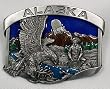 Alaska State 3-D Enamel Pewter Belt Buckle