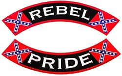 Rebel Pride Embroidered Two-Piece Confederate Flag Iron-On Rockers Civil War Patch