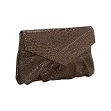 Urban Expressions Snake Skin Flap Clutch (Brown)