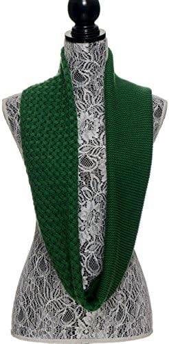 Chunky Knit Infinity Scarf Soft Warm Solid Infinity Scarves for Women, Scarfs - Hunter Green - EC