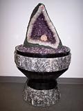 Aqua Amethyst Geode Fountain With Light And Crystal Sphere.
