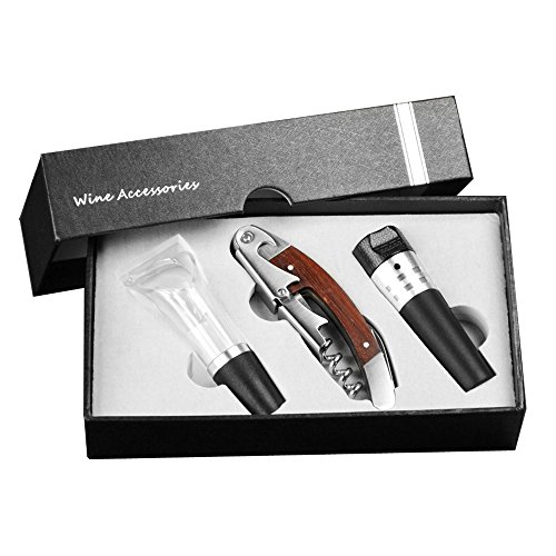 Erayco Premium Wine Opener Set - Includes Rosewood Corkscrew Opener, Wine Aerator Pourer, and Vacuum Wine Stopper