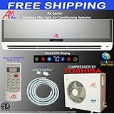 24000 2 Ton Btu Ductless Mini Split Air Conditioner Unit Ac System Heat Pump + Free Shipping + Free Installation Kit