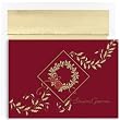 Holly Wreath On Burgundy Christmas Cards -