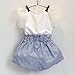 FEITONG Girls Lace T-shirt+Stripe Shorts Set