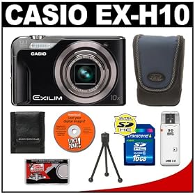 Casio Exilim EX-H10 High Speed Digital Camera + 16GB Card + Case + Accessory Kit
