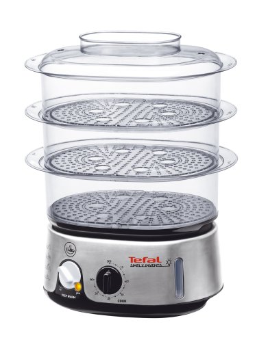 Tefal Invent Food Steamer, 3 Tier, Black and Chrome