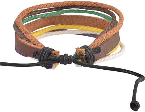 1# New Fashion Handmade Genuine Leather Bracelets Unisex Punk Surfer Braided Bracelets (11)