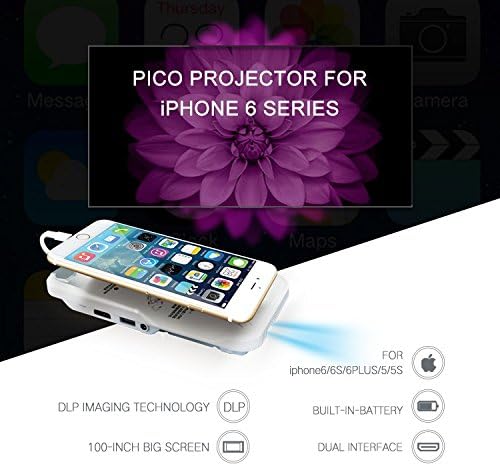 Skyzonal® DLP LED Projector Unique Projector For IPHONE IPHONE6/6S/6PLUS/6SPLUS Built in Battery Power Bank