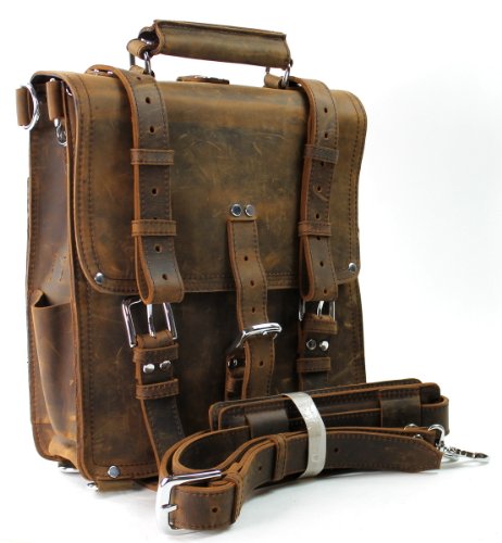 Vagabond Traveler Hiker - Tall Leather Backpack Tote Bag L03 VIN BRN On Sale