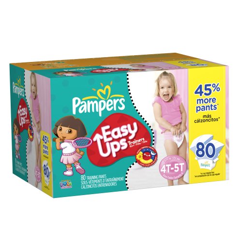 Pampers Easy Ups Trainers for Girls Value Pack, Size 4T/5T, 80 Count