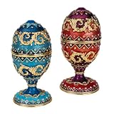 The Dowager Collection Faberge-Style Enameled Eggs: Dowager Royal Blue and Dowager Mauve