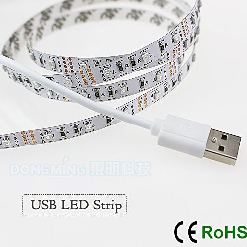 Zofei 1M/2M/3M/5M non-waterproof 60leds/m Led double PCB rgb USB led Strip Light 5v 3528 SMD Ribbon Tape flexible neon TV Background lighting (5, white)