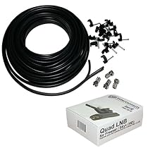 Quad LNB and Twin coax cable kit 10m. Self upgrade your existing Sky dish for Freesat and use with the Foxsat HD PVR also for Sky+ and Sky HD. Complete 10 metre upgrade kit with F connectors and WF65 Digital Twin Coaxial Black