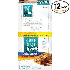 South Beach Living Meal Replacement Bars, Caramel Peanut Crisp, 1.76-Ounce Bars (Pack of 12) by South Beach Diet
