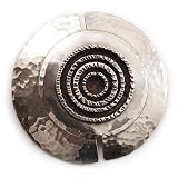 ‘Concentric Circles’ Hammered Stainless Steel Ethnic Brooch – (handmade)