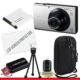 Canon PowerShot A3400 IS (Silver) 16.0 MP Digital Camera with 5x Optical Image Stabilized Zoom Package 1
