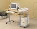Beech wood finish and silver metal computer workstation desk