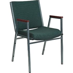 Heavy Duty, 3'' Thick Padded, Hunter Green Patterned Upholstered Stack Chair w Arms... by Furniture Crew