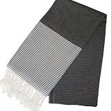 Fouta Towel 100-Percent Cotton Very Thin Stripes on Each Side, Black/White