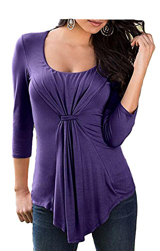 ETCYY Women's Long Sleeve Blouse Casual O Neck Drape T-shirt Tops