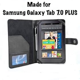 Samsung Galaxy Tab 7.0 Plus 7-Inch Tablet Black Leather Executive Folio Case / Cover