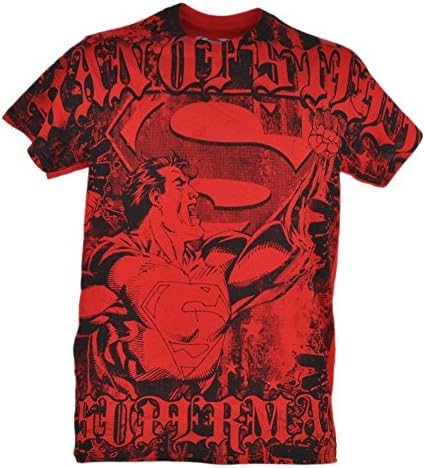 DC Comics Superman Man Of Steel Graphic Comic Red Tshirt Super Hero Tee Medium
