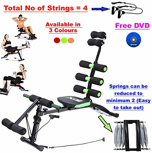 Abs Rocket Chair Abdominal Fitness Multi 6 Gym Trainer Exerciser Crunches Machine Bench Home Gym Exercise Workout Training (Green)